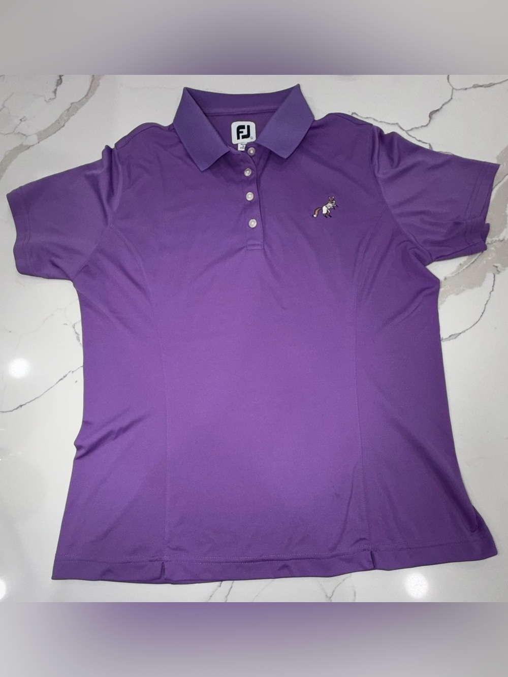 FootJoy FJ Women's Purple Golf Polo Shirt Size Large Fox Coat Logo Short Sleeve - Picture 3 of 9